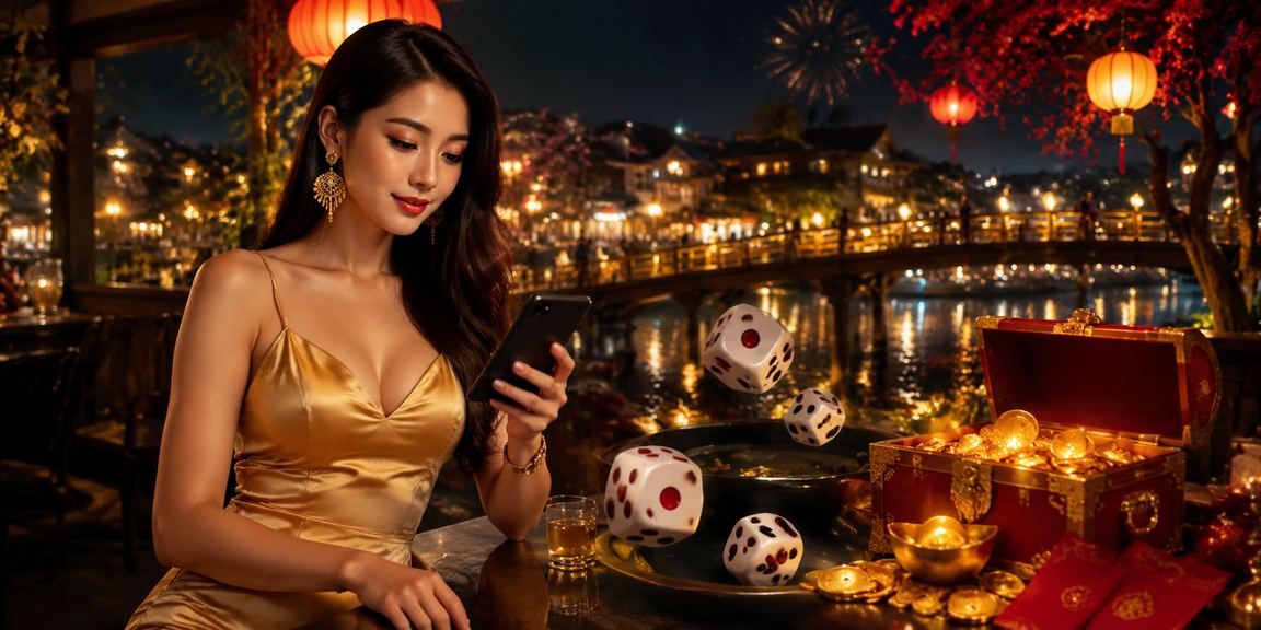 Người chơi xúc xắc Tài Xỉu tại quán cà phê Hội An Việt Nam